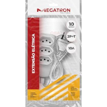 Imagem de Extensão 3 tomadas Cabo PP Plano 10/A 250v 3x0,75-10 m branco