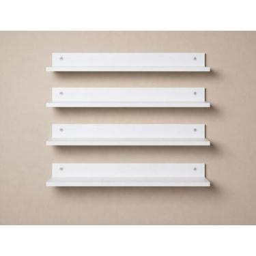 Imagem de Kit 4 Prateleiras Porta Esmalte em MDF Organização 50cm Branca/Preta/A