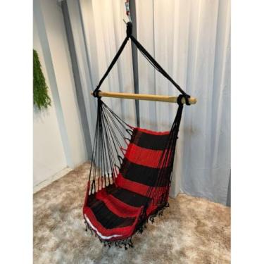 Imagem de Rede Cadeira de teto suspensa Descanso e Balanço(VERMELHO/PRETO)