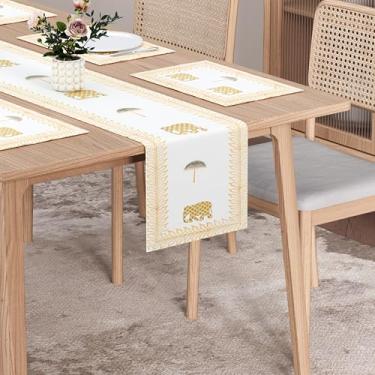 Imagem de Conjunto de jogo americano e corredor de mesa de elefante – 6 jogos americanos + 1 corredor – estampa feita à mão, 100% algodão, lavável na máquina, roupa de mesa de jantar e cozinha | Coleção de
