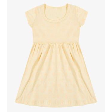 Imagem de Vestido Infantil Manga Curta Estampado Biju Kids Amarelo, 3, Amarelo