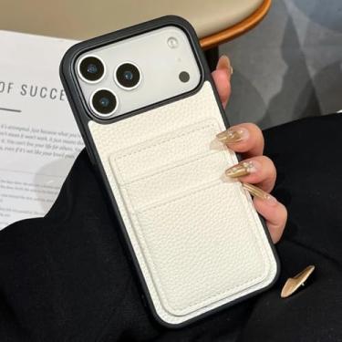 Imagem de IRTGFG Capa para iPhone 11 Pro Max com estampa, compartimento para cartão e clipe para fotos (Branca)