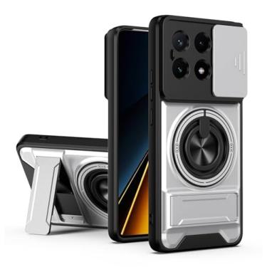 Imagem de SORAKA Capa para Xiaomi Poco X6 Pro 5G com suporte,proteção de lente com janela e capa dupla de PC e TPU compatível com suporte magnético para carro