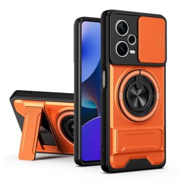 Imagem de SORAKA Capa para Xiaomi Poco X5 Pro 5G com suporte,proteção de lente com janela e capa dupla de PC e TPU compatível com suporte magnético para carro