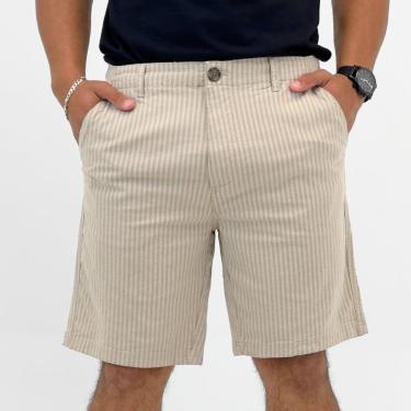 Imagem de Bermuda Hering Slim em Tecido Listrado Masculina-Masculino