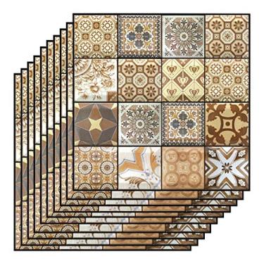 Imagem de Padrão Geométrico 3D Papel de Parede Autoadesivo Removível à Prova Água e Umidade Peel Stick PVC Adesivos para Sala Estar Banheiro Cozinha Contrapiso Escritório Fundo TV Móveis