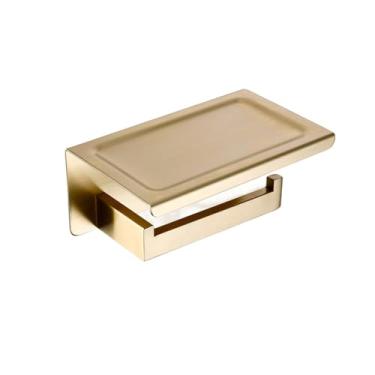 Imagem de Conjunto de ferragens de banheiro dourado, suporte de rolo de papel higiênico, suporte de toalha, cabide de roupão, kit de acessórios de aço inoxidável, suporte de papel para prateleira