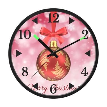 Imagem de STAYTOP Relógio de parede de LED Merry Christmas para quarto com brilho noturno, relógios de parede silenciosos de 30 cm para decoração de sala de estar, controle de som, relógio de parede moderno que