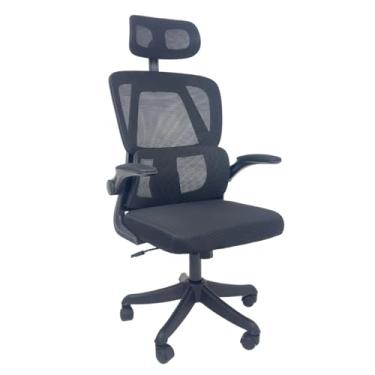 Imagem de Cadeira de escritório, design ergonômico com suporte lombar independente, malha respirável e encosto de cabeça ajustável (Preto)