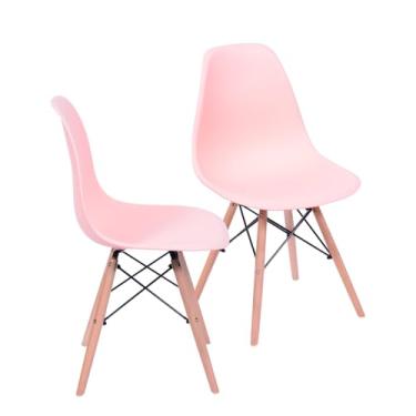 Imagem de Kit 2 Cadeiras DKR Base Madeira (Salmão)
