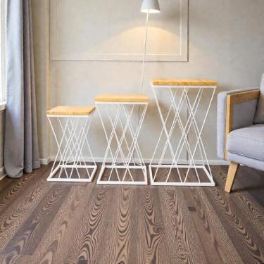 Imagem de Trio de Mesa em Ferro Treliça Kit com 3 Peças Festa Decoração (BRANCO)