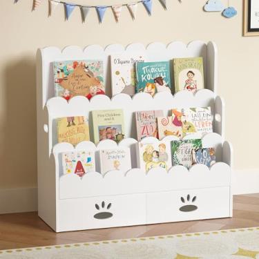 Imagem de ELYKEN Estante infantil, prateleira de bambu de 3 camadas para quartos de crianças, estante infantil para berçário, estante Montessori para bebê, estante recortada para sala de aula, sala de jogos