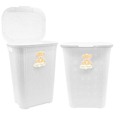 Imagem de Cesto Organizador De Roupas Infantil Bebê Mamãe Branco 30 Litros - Mon