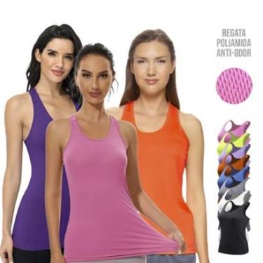 Imagem de Kit 3 REGATAS DRY MALHA FRIA POLIAMIDA FEMININA Camiseta Blusinha Academia Fitness Corrida 660-Feminino