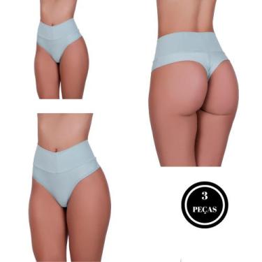 Imagem de Kit 3 Calcinha Fio Duplo e Cós Alto Microfibra Pós Parto - c8 KIT 3 BE