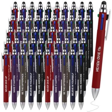 Imagem de Yexiya Pacote com 50 canetas esferográficas multicoloridas, 4 cores, canetas esferográficas multicoloridas, 2 em 1, para telas sensíveis ao toque, escritório, enfermeiras, professores, brindes de