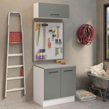 Imagem de Kit com Balcão e Armário Aéreo Multiuso 80cm Agata Madesa B