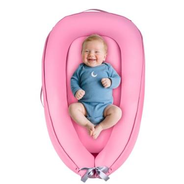 Imagem de Espreguiçadeira para bebês recém-nascidos de 0 a 24 meses, espreguiçadeira infantil premium macia e respirável, ninho de algodão puro para meninos e meninas, espreguiçadeira portátil para