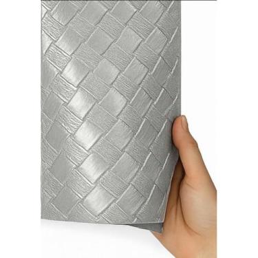 Imagem de Cortina Persiana Blackout Adesiva Modular Kit 3 Módulos Corta Luz para Janela(KIT 3 PERSIANAS CINZA TRANÇADO)