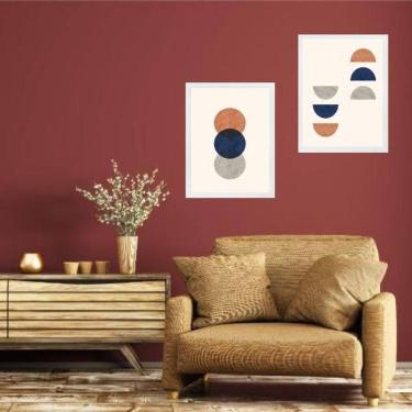 Imagem de Kit 2 Quadros Abstratos Boho Terracota E Azul 24X18Cm Vidro