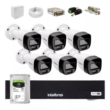 Imagem de Kit Intelbras 6 Cameras de Segurança Full Color 3220 Fc+ Audio, Dvr 1108c C/1tb