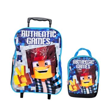 Imagem de Kit Authentic Games com Lancheira e Mochila de Rodinhas Minecraft