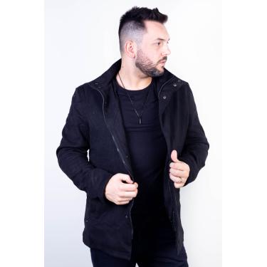 Imagem de Casaco masculino lã sintética gola removível 94198