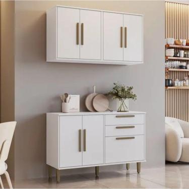 Imagem de Cozinha Lorena 7 Portas 2 Gavetas Kaiki Móveis - Branco