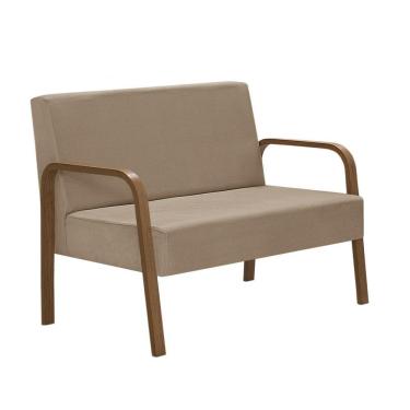 Imagem de Poltrona 2 Lugares Jade Pé Madeira D Salla Suede Cappuccino