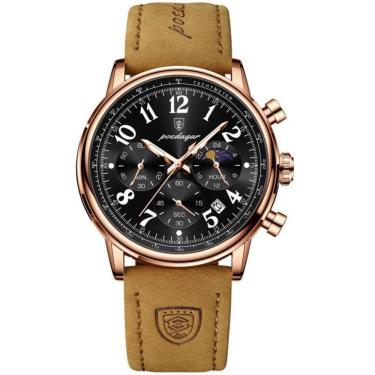 Imagem de Relógio Esportivo Militar Masculino à Prova D'agua Quartzo Multifuncional Dourado Rose