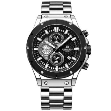 Imagem de Relógio Masculino Quartzo Pulseira De Aço Inoxidável Casual Esportivo Prata