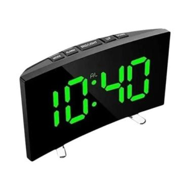 Imagem de Relógio Despertador LED Com Espelho E Brilho Ajustável, Com Temperatur