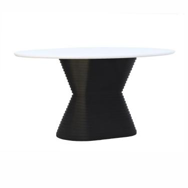 Imagem de Mesa De Jantar Apollo Tampo Oval 160x90cm Preto-branco