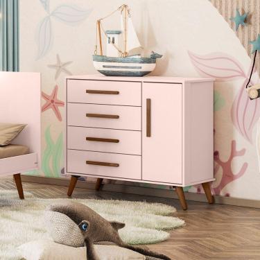 Imagem de Cômoda Para Quarto Infantil Retro rosa Acetinado