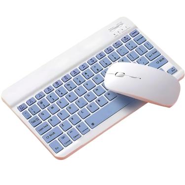 Imagem de Kit Mini Mouse e Teclado Sem Fio Recarregável Bluetooth Cor:Azul