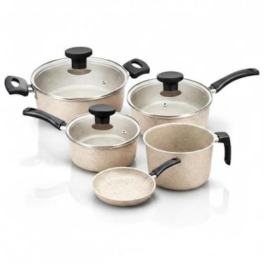 Imagem de Conjunto Jogo de Panelas Antiaderente 5 Peças Com Tampa de Vidro Alegr