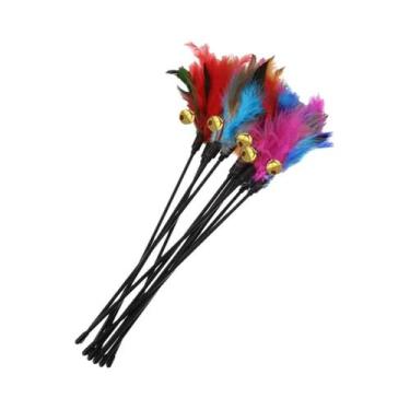 Imagem de Conjunto De Varinhas Interativas Coloridas Com Penas E Sino Para Gatos