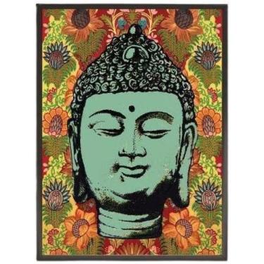 Imagem de Quadro Decorativo Cabeça Buda 33X24 Com Vidro Madeira Preta - Quadros 