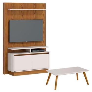 Imagem de Estante Home Theater Fit 1.2 Com Mesa De Centro Classic Freijó Off Whi