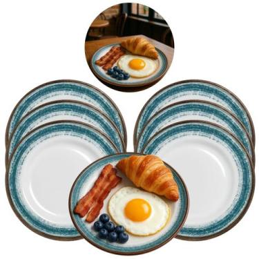 Imagem de 6 Pratos Raso em Melamina 20cm P/ Buffet Restaurantes - Megagift
