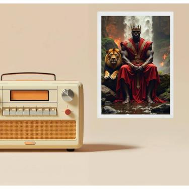 Imagem de Quadro Decorativo Xangô Com Leão 45X34Cm