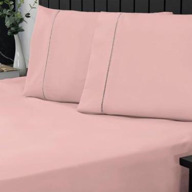 Imagem de Lençol Queen 3 Peças 100% Algodão Percal 200 Fios - gaby enxovais, Ros