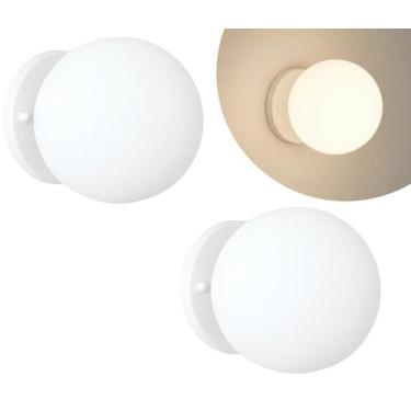 Imagem de Kit 2 Arandelas Jabuticaba Branca 1 Globo De Vidro 15Cm. - Mv Iluminac