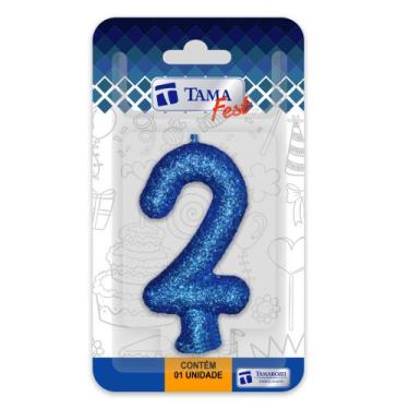 Imagem de Vela de aniversário Número azul Nº 2 com 10 un. - TAMAROZZI EMBALAGENS