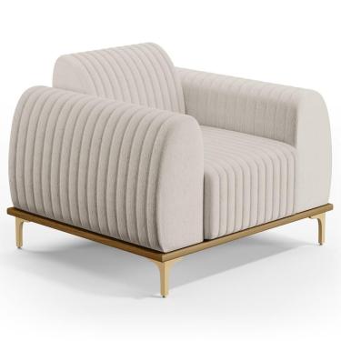 Imagem de Poltrona Decorativa Base Gold Molino D06 Linho C-367 Cru