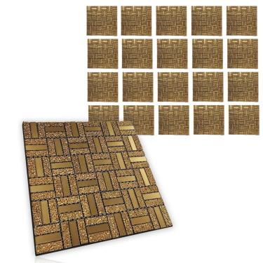 Imagem de Pastilha De Vidro Autocolante Kit 20 Uni Parede Sala Cozinha Box Banheiro Decorativa Facil Aplicacao Requintado Moderna