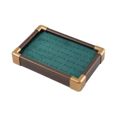 Imagem de Bandeja Expositora De Joias De Madeira Com 36 Compartimentos E Veludo 