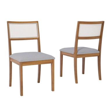 Imagem de Conjunto 2 Cadeiras para Sala de Jantar em Madeira Tauari Pequi MADEIRA/LINHO CINZA