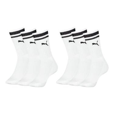 Imagem de Kit Com 6 Pares Meia Esportiva Masculina Cano Longo - Selene, Branco, 