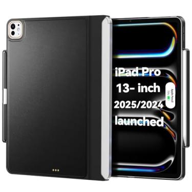 Imagem de Capa compatível com Magic-Keyboard para iPad Pro de 13 polegadas M4/M5 2024/2025, capa com suporte para Apple Pencil para Smart MagicKeyboard Folio Slim Durabilidade, superfície de couro durável